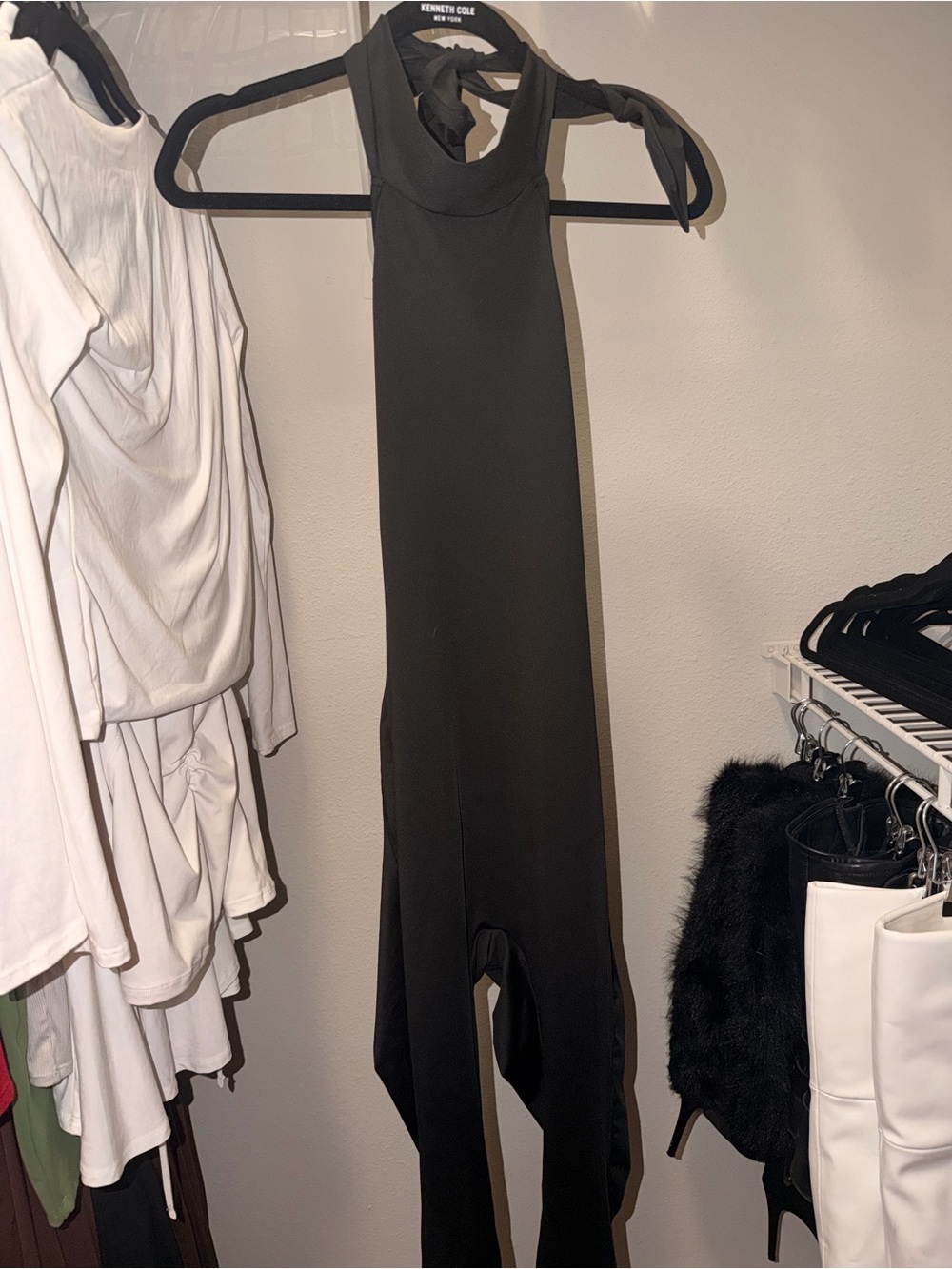 Kenneth Cole Black Halter-Tie Sleek Jumpsuit